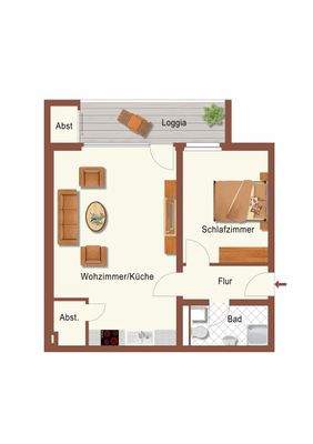 2-Zimmer-Wohnung Grundriss