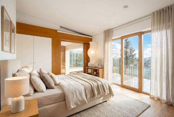 Schlafzimmer mit Seeblick (visualisiert)