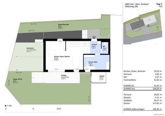 Verkaufsplan DHH Haus B Top 1 EG 20b