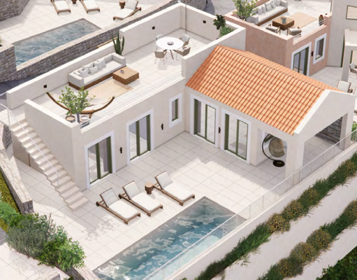 Kreta, Kirianna: Neubau-Projekt! Villa mit Pool und Meerblick in kleiner Anlage zu verkaufen