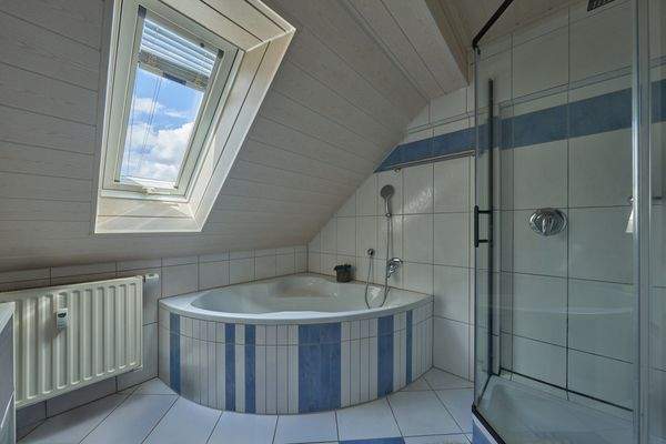 Gepflegtes Tageslichtbad mit Wanne und Dusche