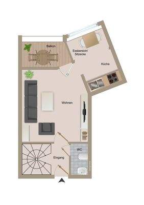 Grundriss Wohnbereich 7. OG