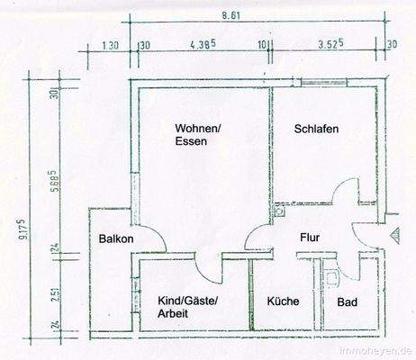 Grundriss der 3-Zimmer-Wohnung