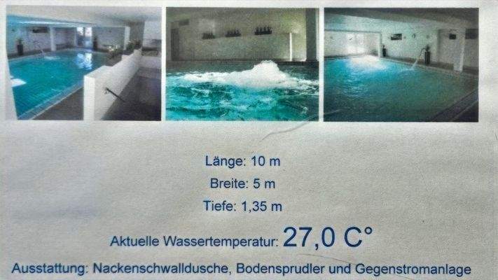 Schwimmbad = warm + mit Extras