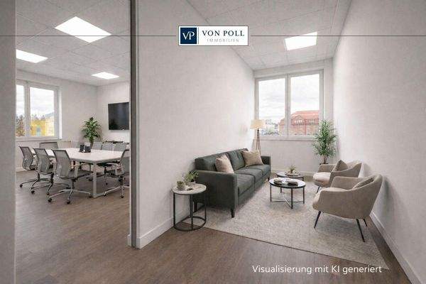 Musterfoto Blick in den Besprechungsraum und Besucherlounge