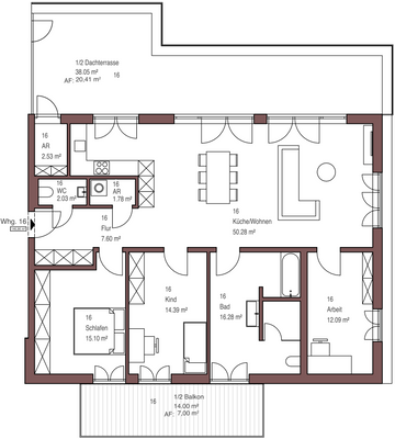 Grundriss - Wohnung Nr. 16