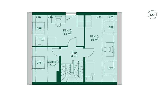 Grundriss des Dachgeschosses im Doppelhaus