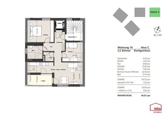 Grundriss Wohnung C 10 im DG