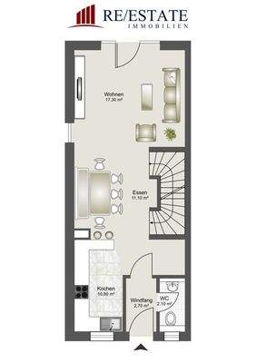 Offener Koch-/Ess-/Wohnbereich im EG