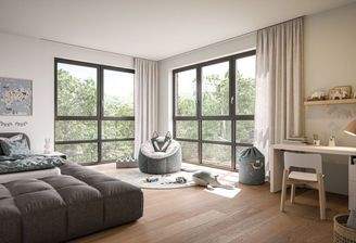Kinder-/Jugendzimmer mit großen Fensterflächen