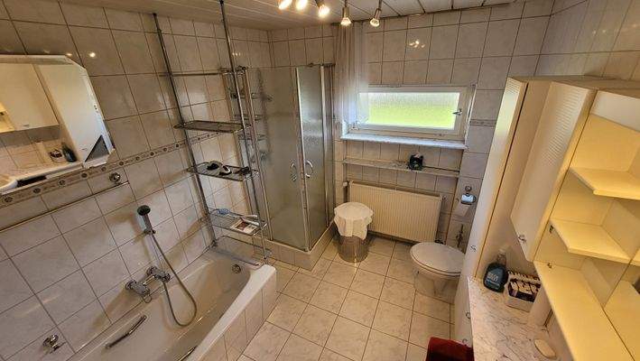 Tageslichtbad mit Wanne und Dusche