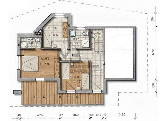 Grundriss Obergeschoss - planimetria piano superiore (nicht im Maßstab - non in scala)