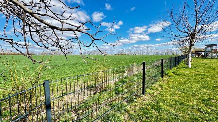 hinter dem Grundstück