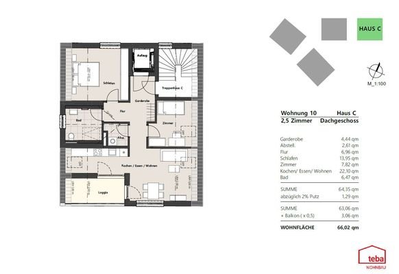 Grundriss Wohnung C 10 im DG