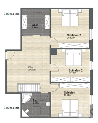 Grundriss WE hinten OG