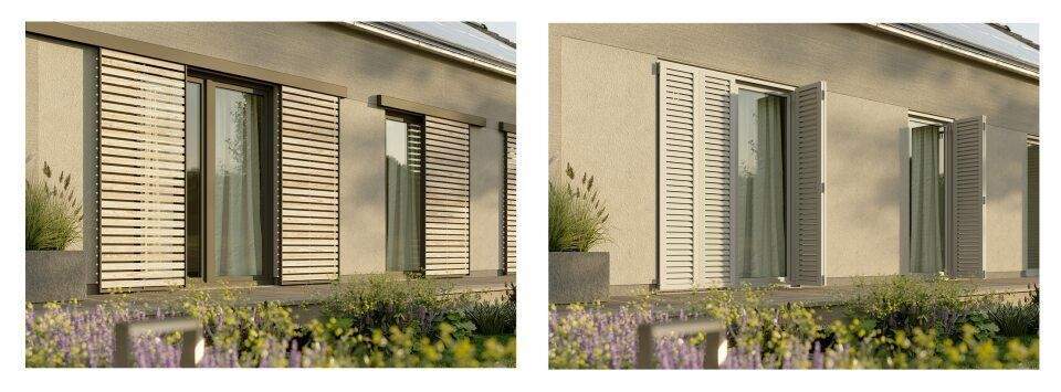 Bungalow 100 mit Faltschiebeläden