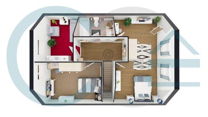 3D Grundriss Dachgeschoss