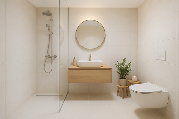 Einrichtungsbeispiel des Badezimmers (KI-generiert)