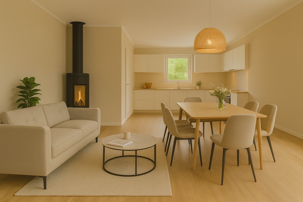 Offener Wohn- und Kochbereich