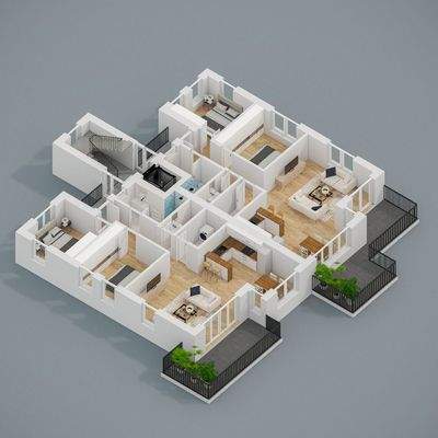 Grundriss Visualisierung Erdgeschoss 2