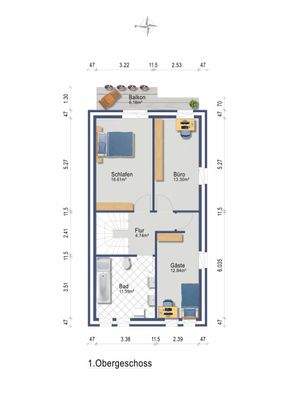 Obergeschoss (Darstellung und Maßangaben sind ohne Gewähr)
