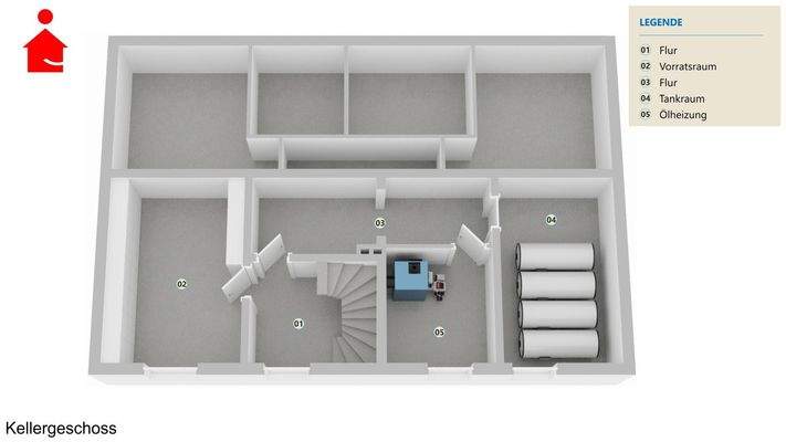 Kellergeschoss Grundrissvisualisierung