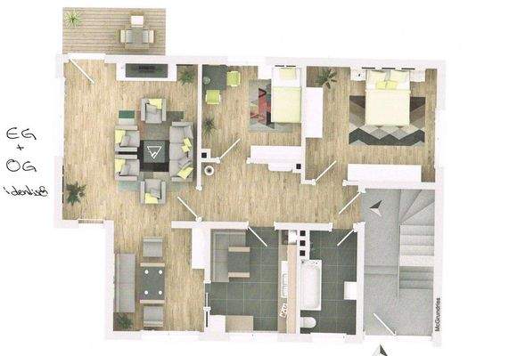 Ergeschoss und Obergeschoss identisch