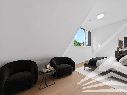 Schlafzimmer OG mit Möblierungsvorschlag