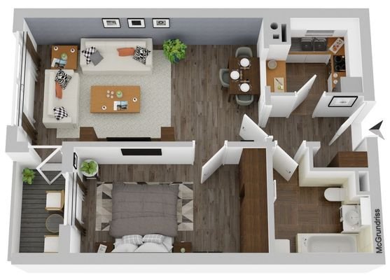 Grundriss mit Einrichtungsbeispiel
