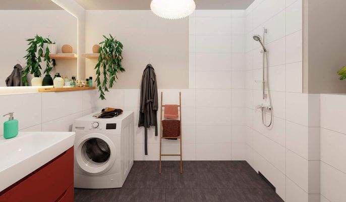 Modernes Badezimmer mit bodengleicher Dusche