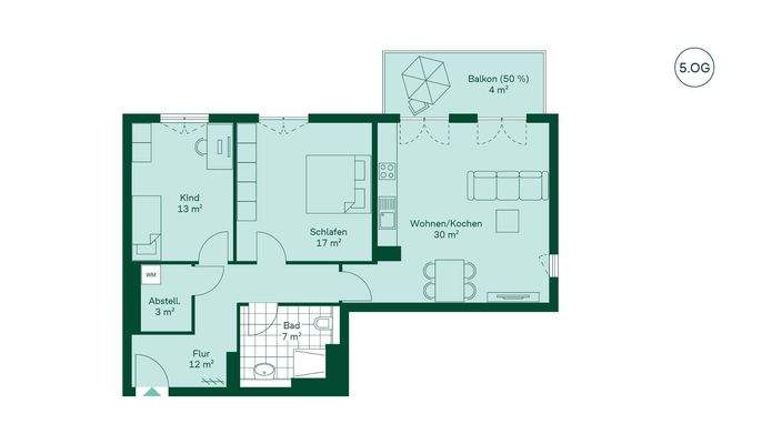Grundriss der Eigentumswohnung  im Projekt Ahorngärten