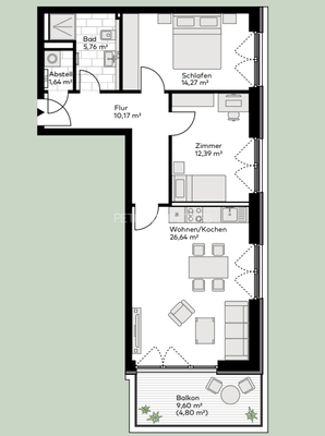 Grundrissskizze WE E.13