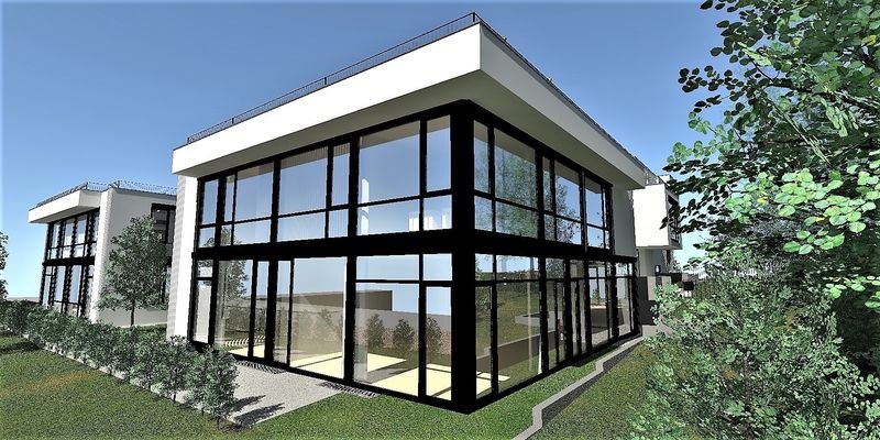 Rendering der Gewerbe Villa lt. Baugenehmigung 