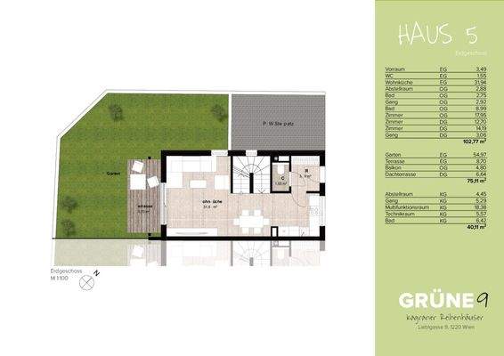 Plan EG mit Garten 55 m2