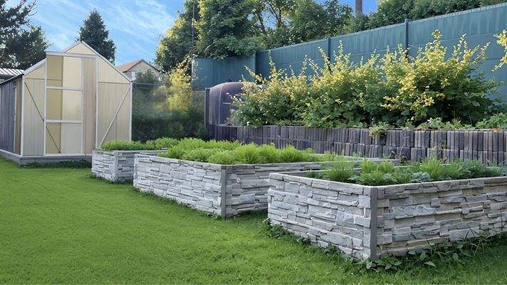 Beete, Gewächshaus, Zisterne