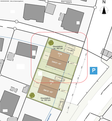 Lageplan Var. 3 2 EFH - markiert