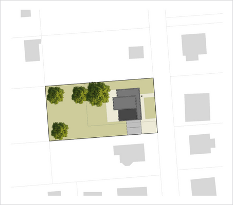 Grundriss mit Bungalow