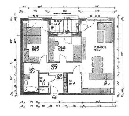 Plan mit Massangaben