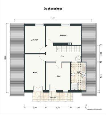Dachgeschoss; Unmöbliert