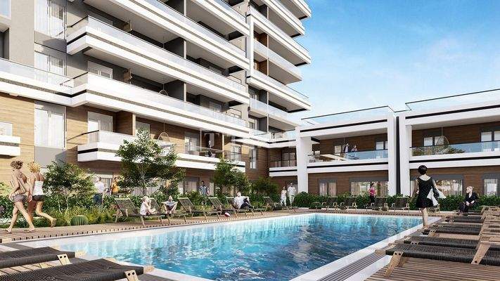 Apartments in a Complex with a Pool in İzmir Karşıyaka