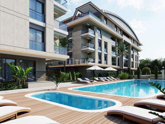 New Apartments for Sale in a Complex with a Pool in Konyaaltı