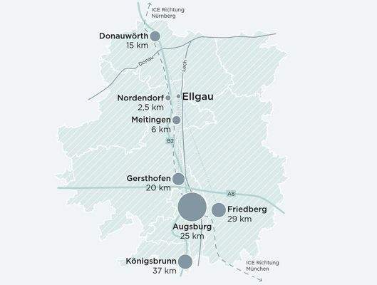 Lageplan Ellgau, Landkreis