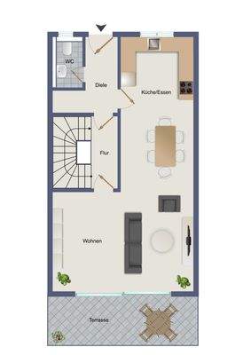 Der Grundriss im Erdgeschoss