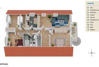 Grundrissvisualisierung Dachgeschoss