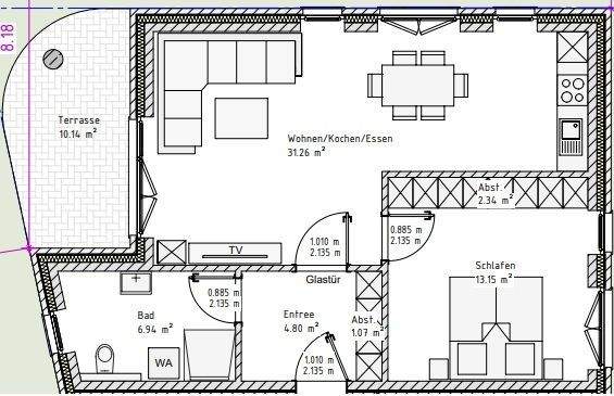 Grundriss Whg. 1 Gebäude 1