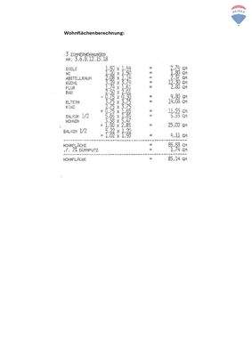 Wohnflächenberechnung 3-Zimmer