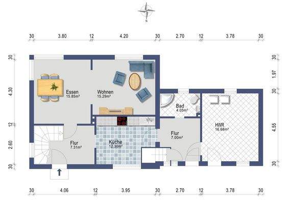 Erdgeschoss (Darstellung und Maßangaben sind ohne Gewähr)