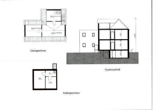 Schnitt - Keller + Dachgeschoss