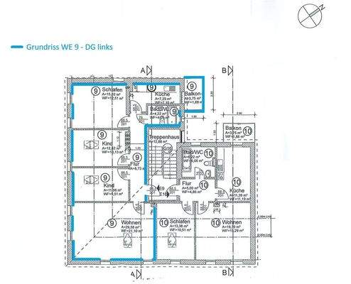 Grundriss WE Nr. 9 - DG links