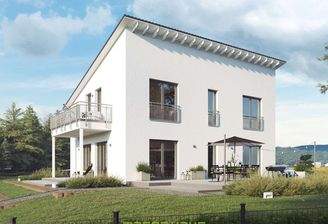 Dieses massa haus Fertighaus Einfamilienhaus im Lifestyle-Design besticht durch seine markante Pultd